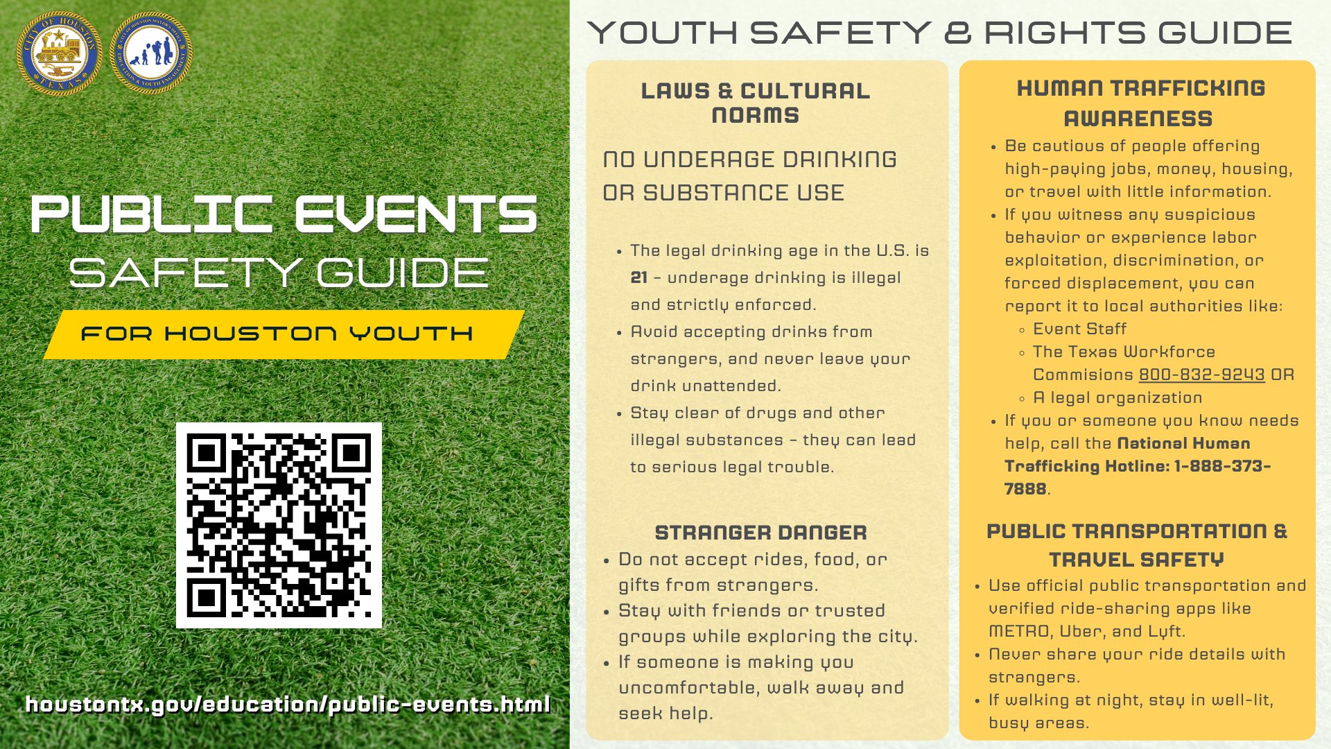 Public Events Youth Safety Guide - Laws, Human Trafficking Awareness, Stranger Danger, and Travel Safety