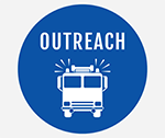 blue and white icon for community outreach