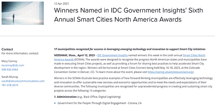 ETHAN Project Wins IDC SmartCities Award