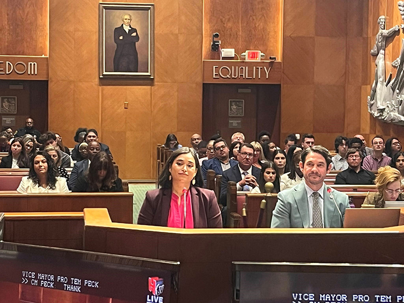 From left: Alexa Aragonez, Deputy  Chief of Intergovernmental Relations and Josh Sanders, IGR Chief