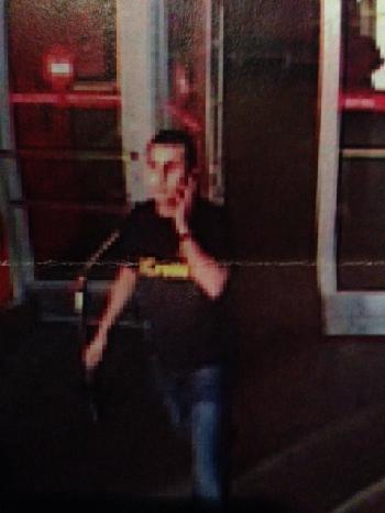 Surveillance photos of the person of interest and the wanted vehicle