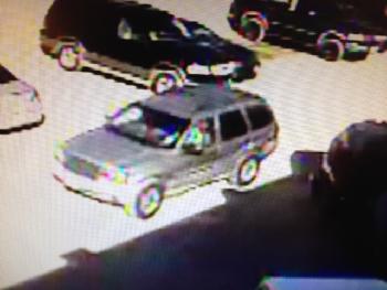 Surveillance photos of the person of interest and the wanted vehicle