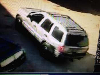Surveillance photos of the person of interest and the wanted vehicle