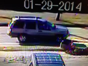 Surveillance photos of the person of interest and the wanted vehicle